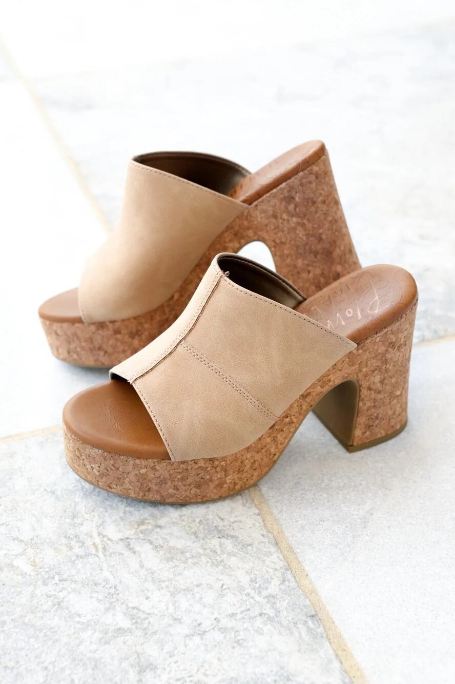 Blowfish Poznan Chunky Cork Platform Heel Slides - 9